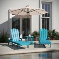 Flash Furniture Sonora 3 Pc Adirondack Set w/2 Adjustable HDPE Loungers w/Cup Holders and 2-Tier Side Table, Blue LE-HMP-070-1035-BL-GG